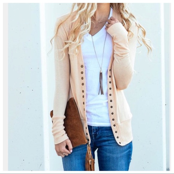 Jackets & Blazers - Sand long sleeves snap cardigan